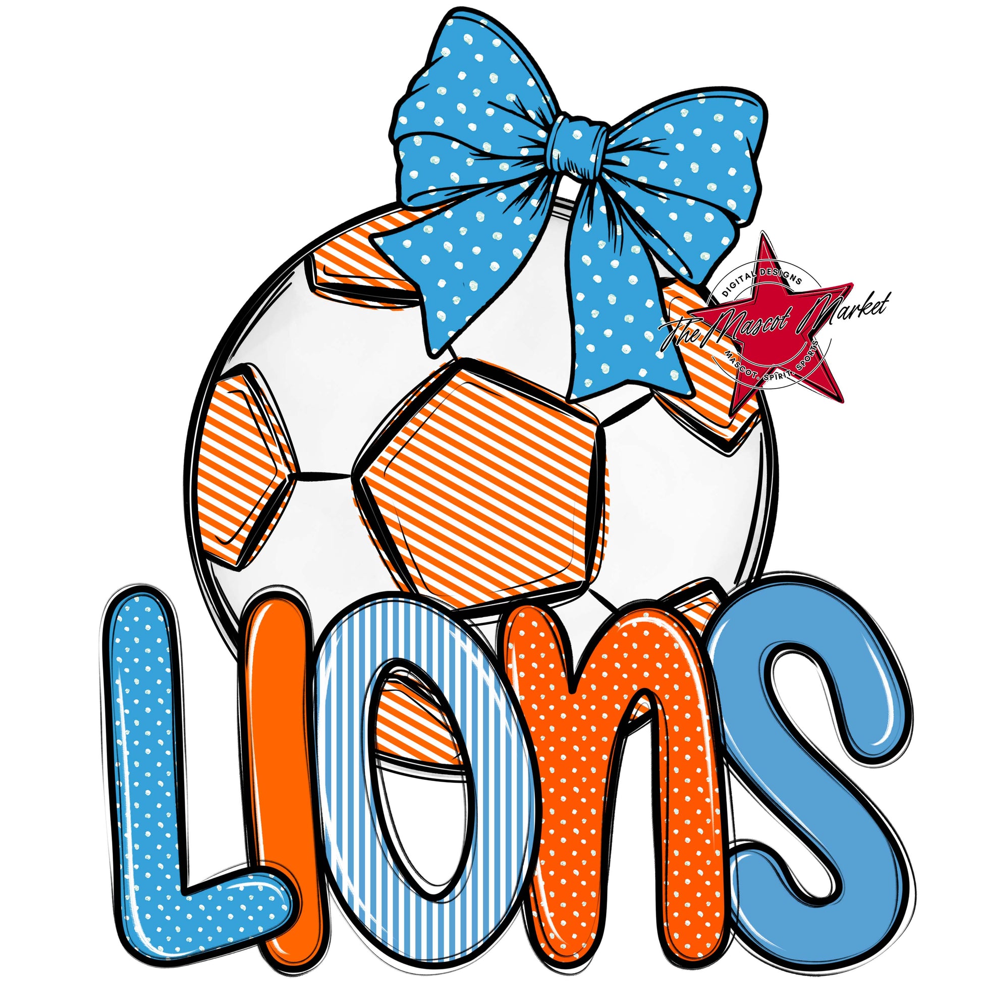 Lions Soccer Spirit Design-Carolina Blue & Orange