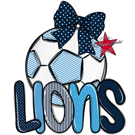 Lions Soccer Spirit Design-Navy & Carolina Blue