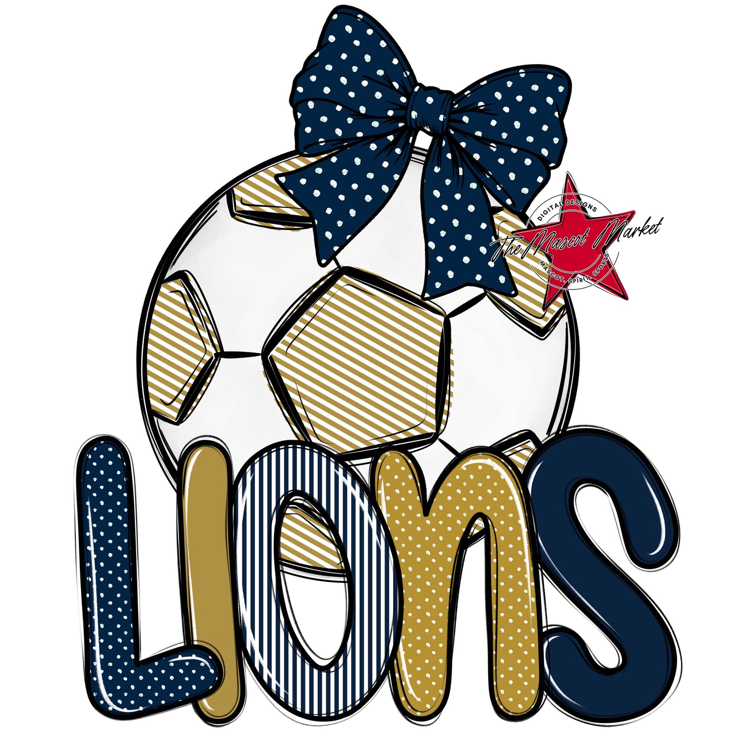 Lions Soccer Spirit Design-Navy & Gold