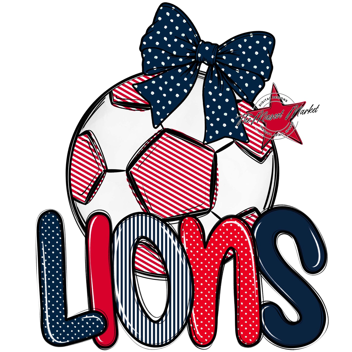 Lions Soccer Spirit Design-Navy & Red