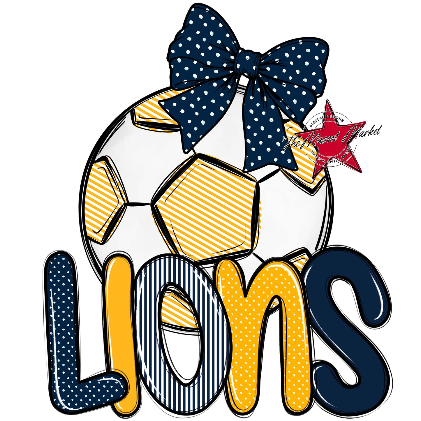 Lions Soccer Spirit Design-Navy & Yellow
