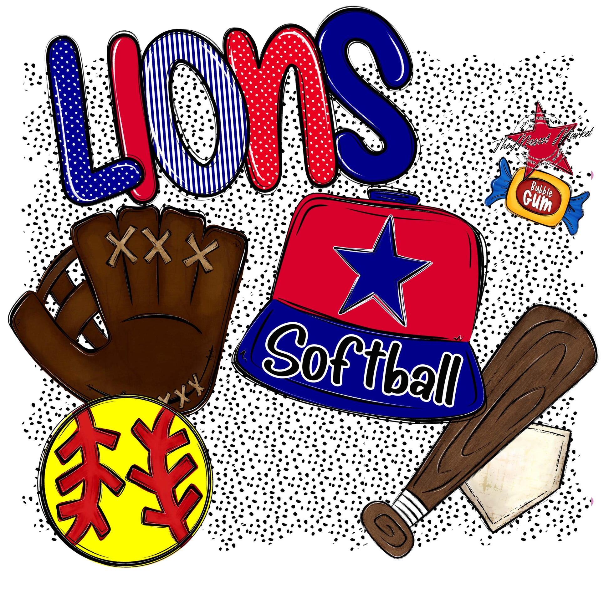 Lions Softball Spirit-Blue & Red