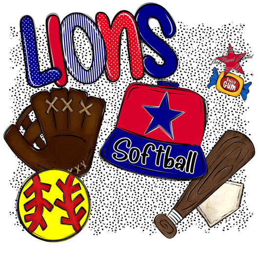 Lions Softball Spirit-Blue & Red