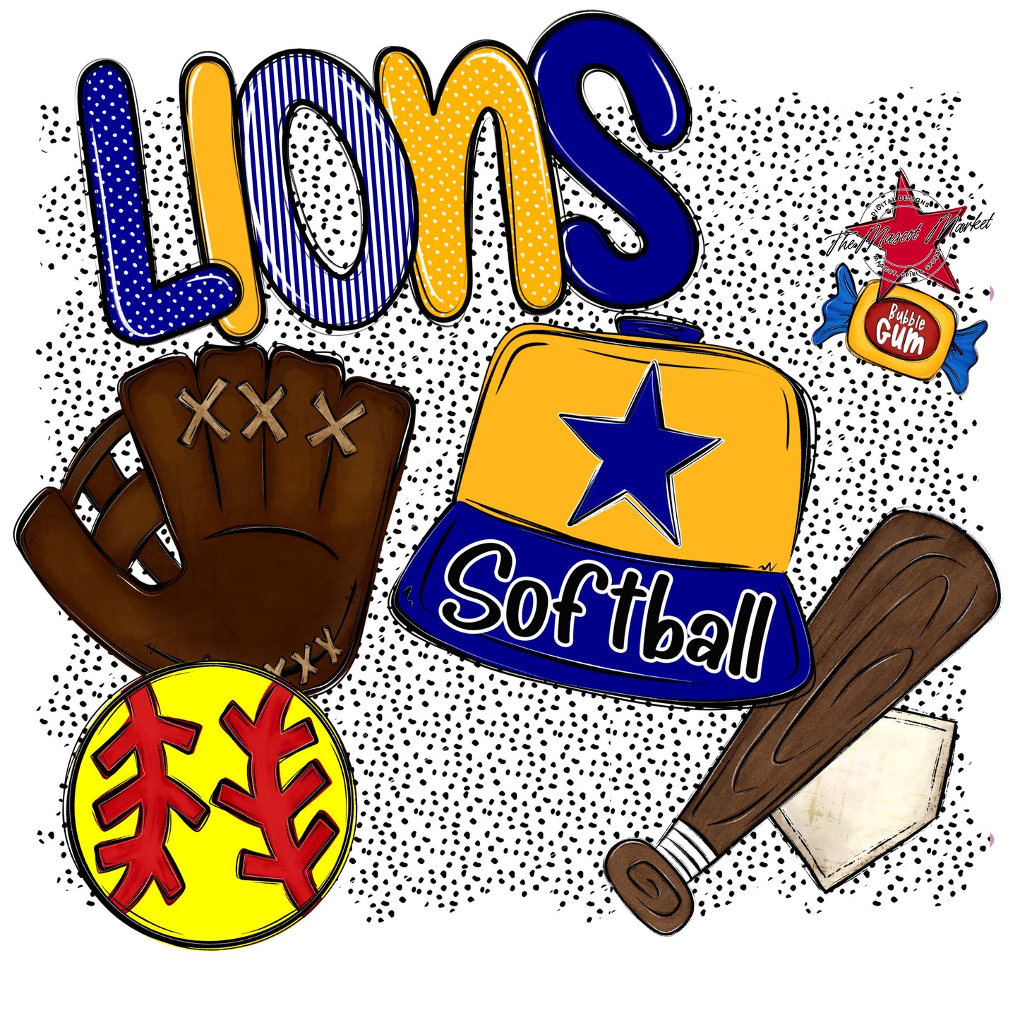Lions Softball Spirit-Blue & Yellow