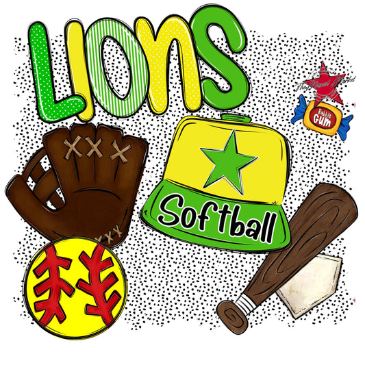 Lions Softball Spirit-Bright Green & Bright Yellow