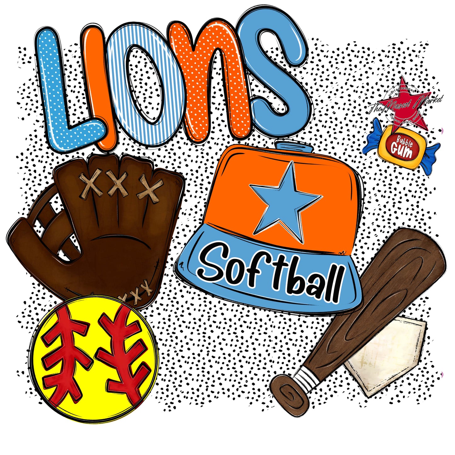 Lions Softball Spirit-Carolina Blue & Orange