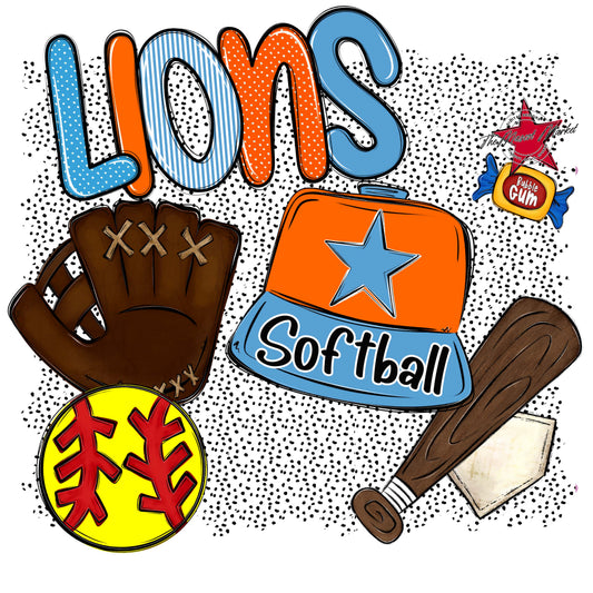 Lions Softball Spirit-Carolina Blue & Orange