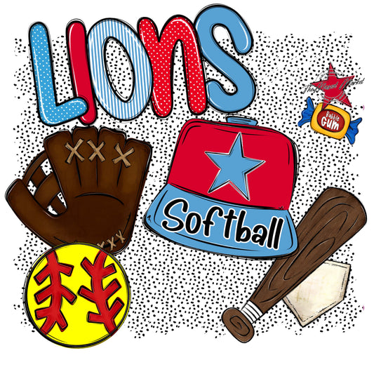 Lions Softball Spirit-Carolina Blue & Red