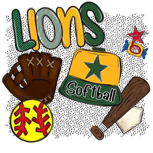 Lions Softball Spirit-Green & Yellow