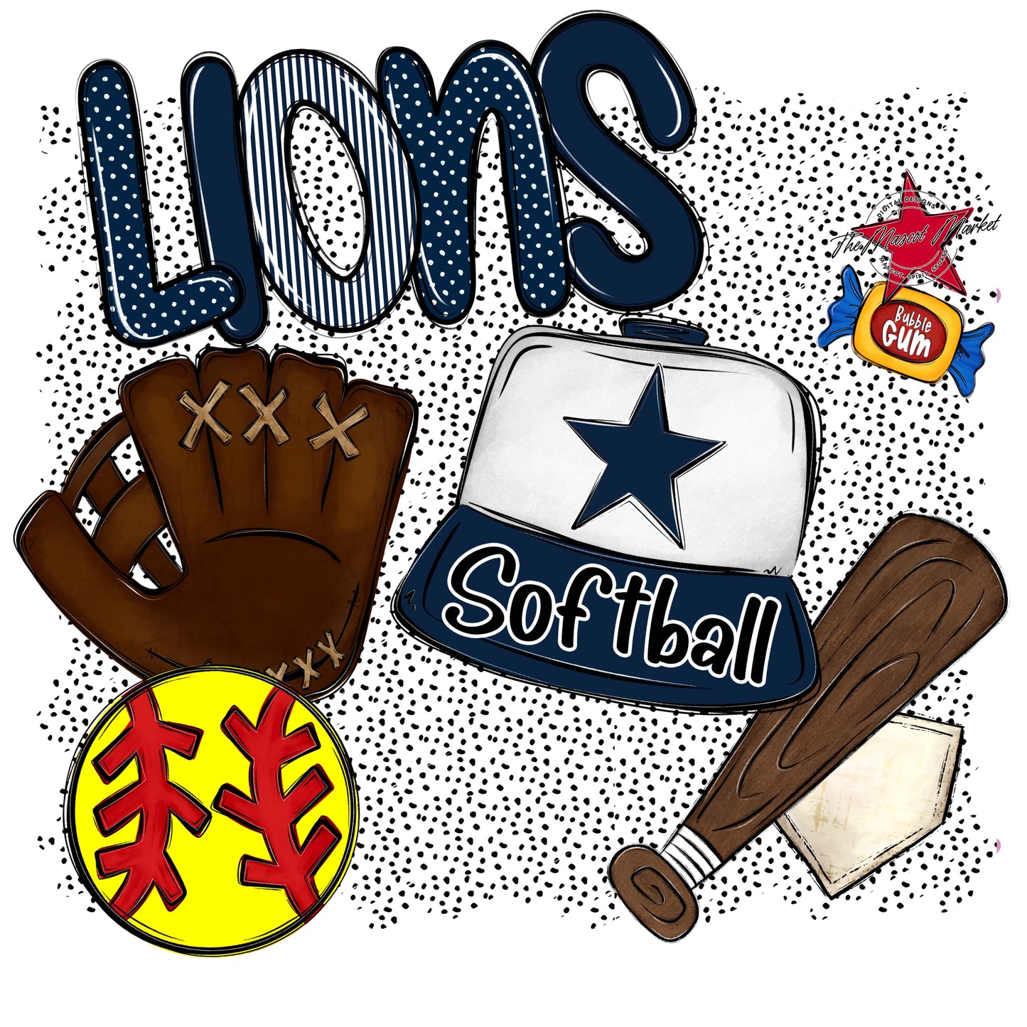 Lions Softball Spirit-Navy