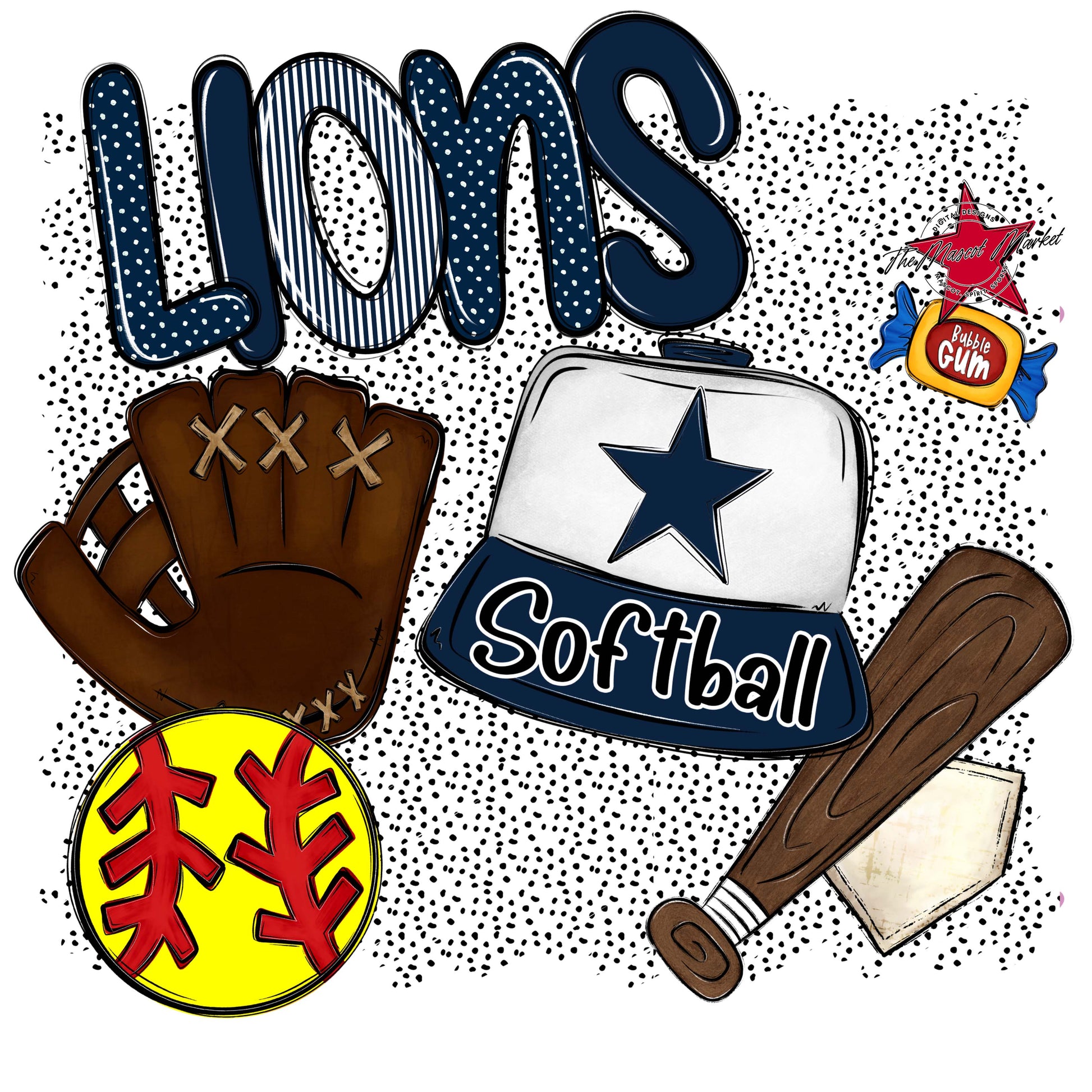 Lions Softball Spirit-Navy