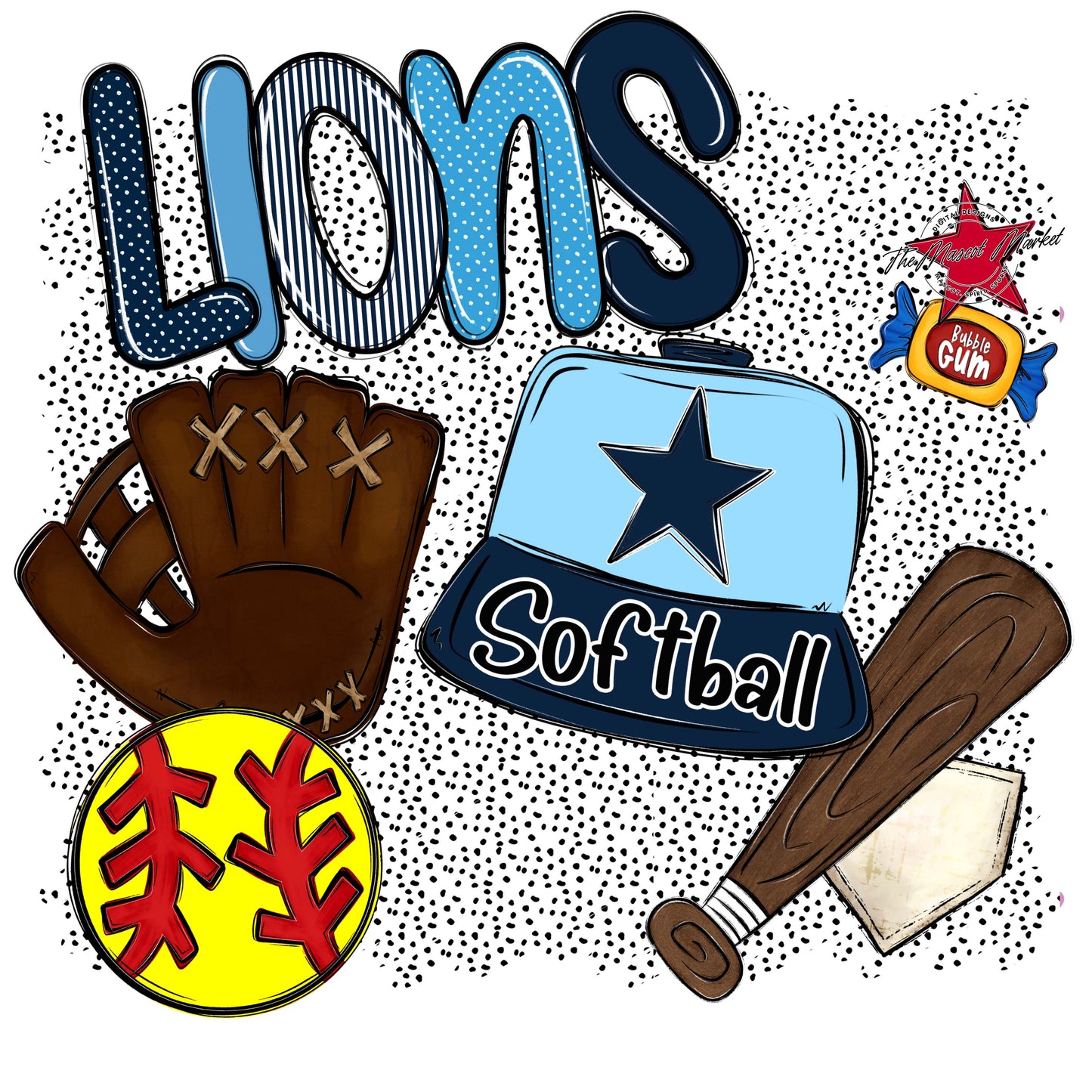 Lions Softball Spirit-Navy & Carolina Blue