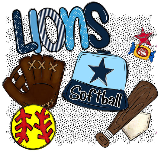 Lions Softball Spirit-Navy & Carolina Blue