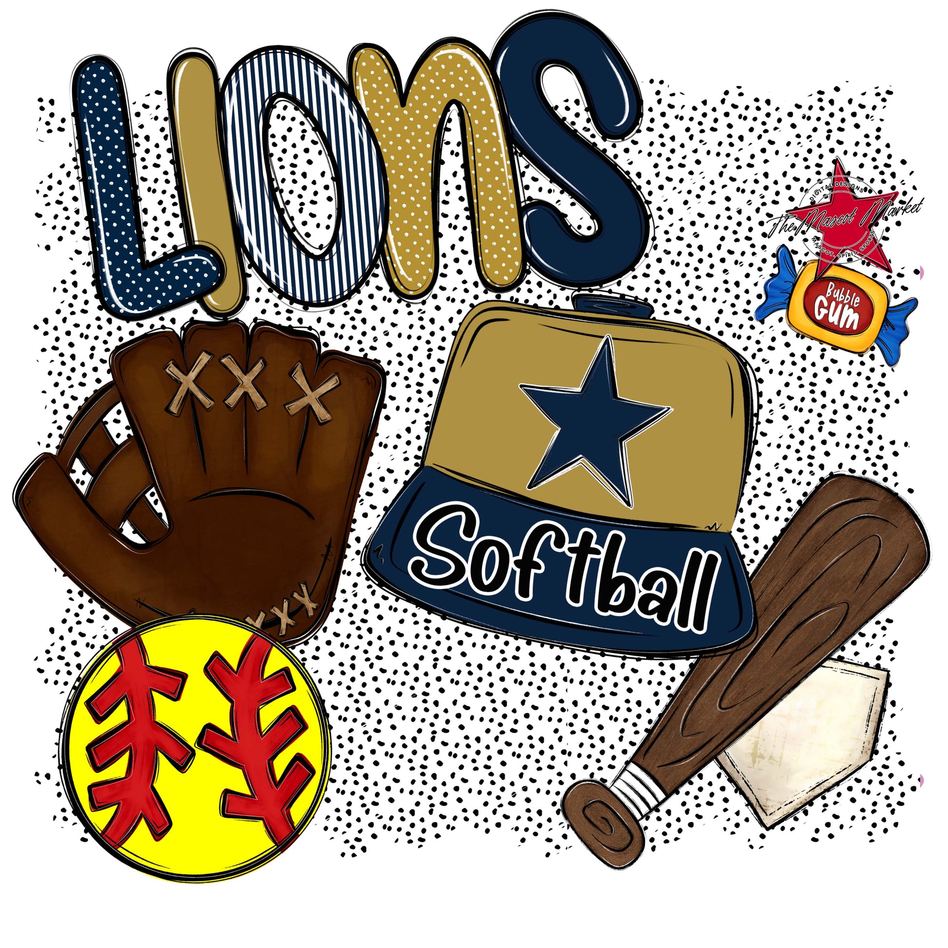 Lions Softball Spirit-Navy & Gold