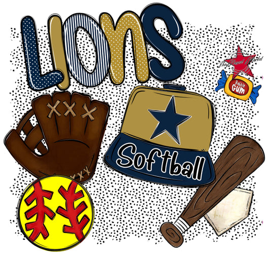 Lions Softball Spirit-Navy & Gold