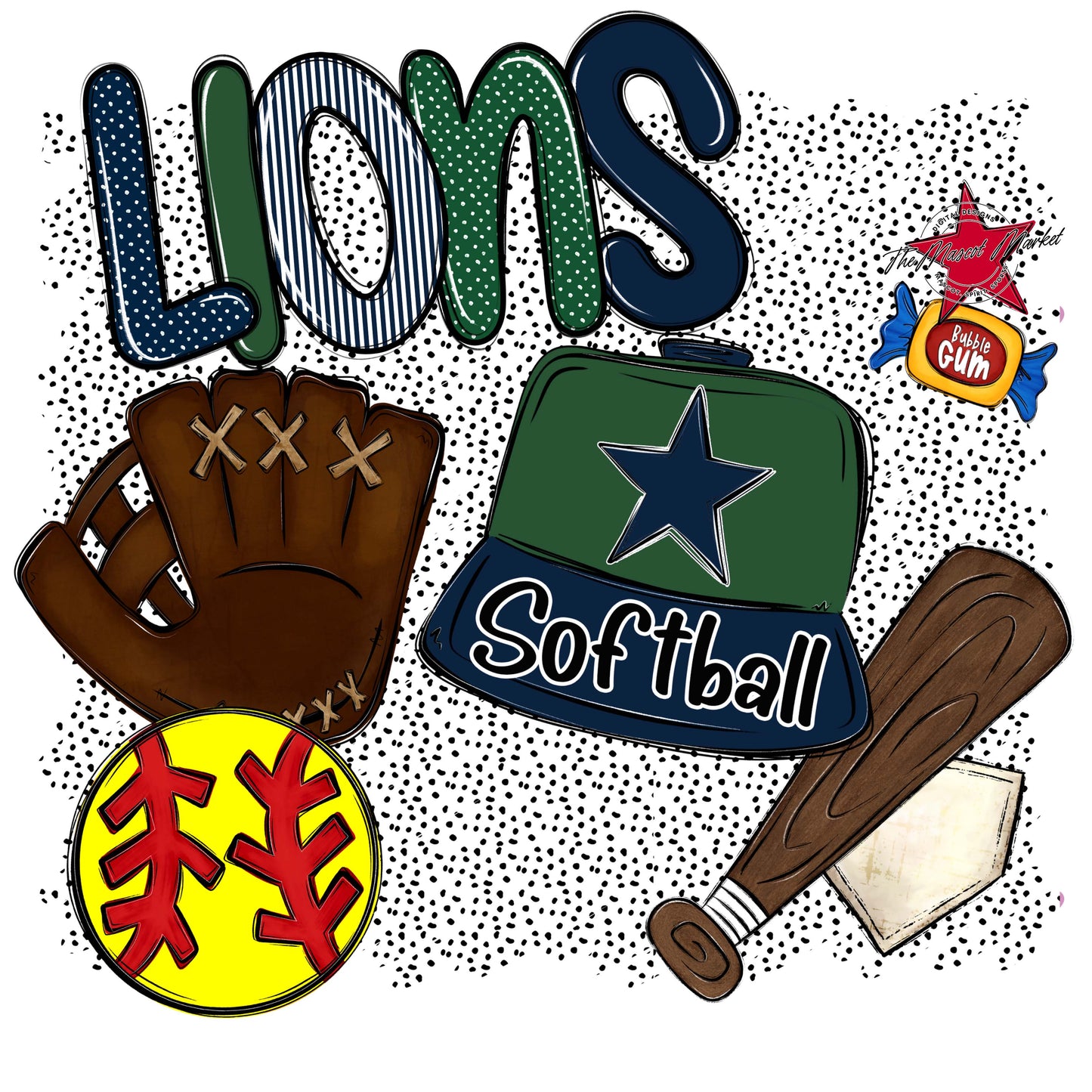 Lions Softball Spirit-Navy & Green