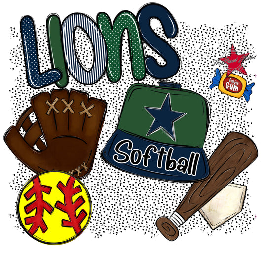 Lions Softball Spirit-Navy & Green