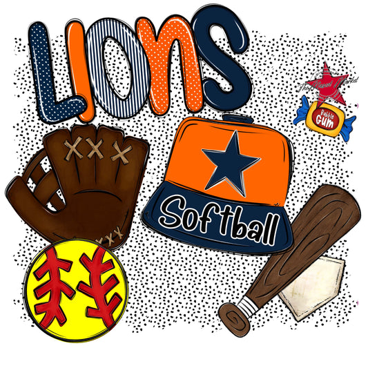 Lions Softball Spirit-Navy & Orange
