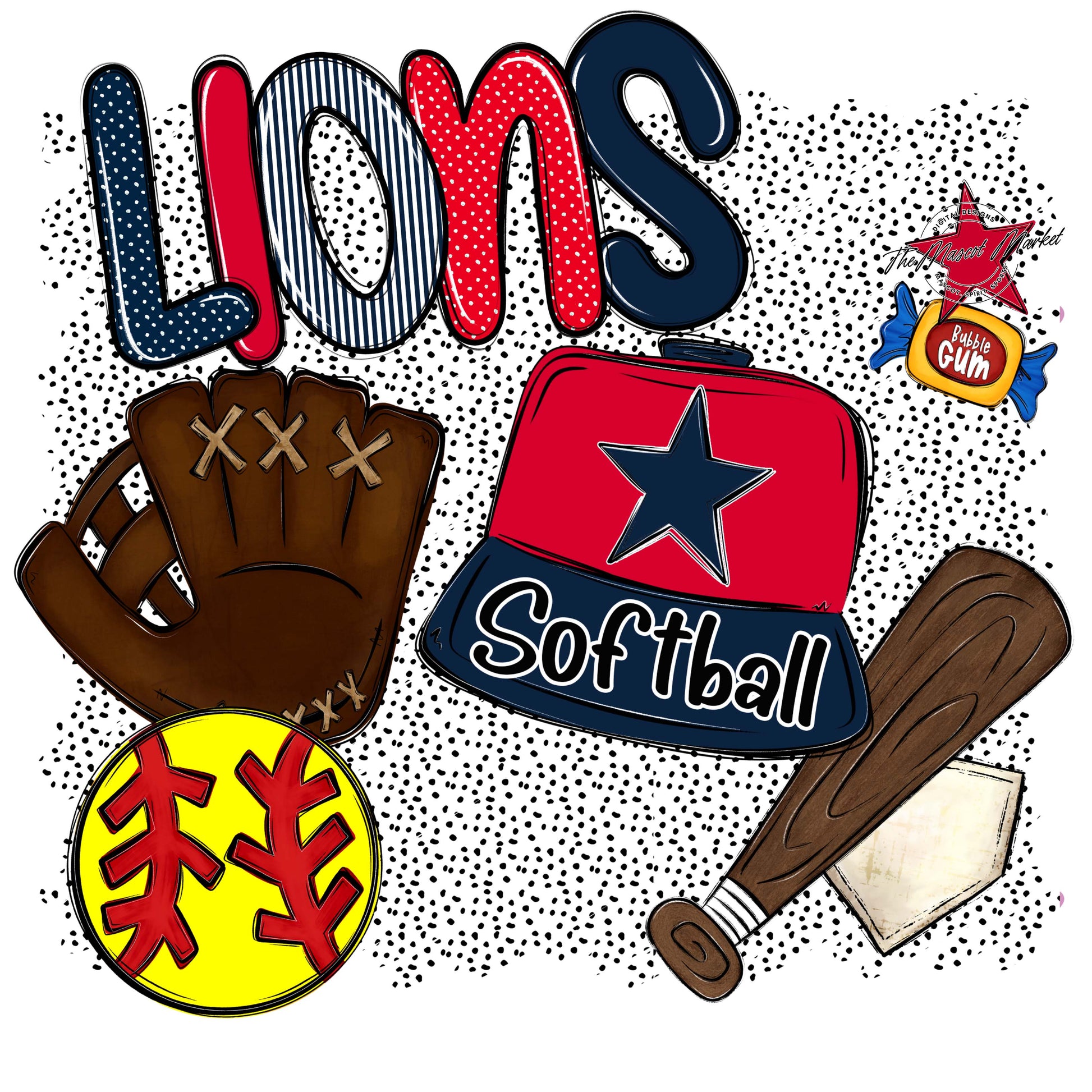 Lions Softball Spirit-Navy & Red