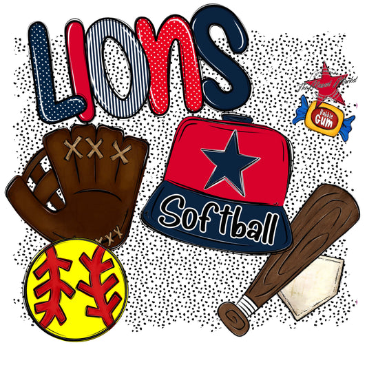 Lions Softball Spirit-Navy & Red