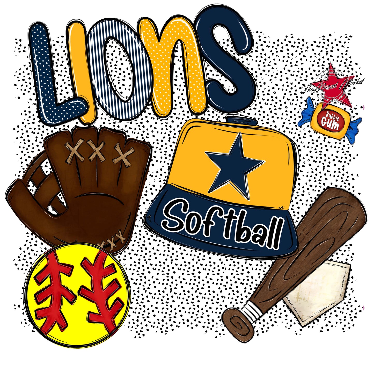 Lions Softball Spirit-Navy & Yellow
