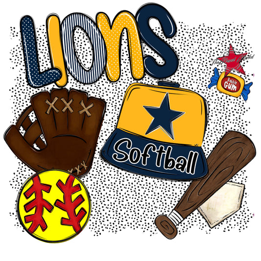 Lions Softball Spirit-Navy & Yellow