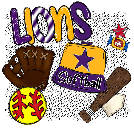 Lions Softball Spirit-Purple & Yellow