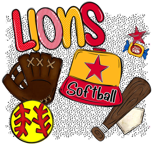 Lions Softball Spirit-Red & Yellow