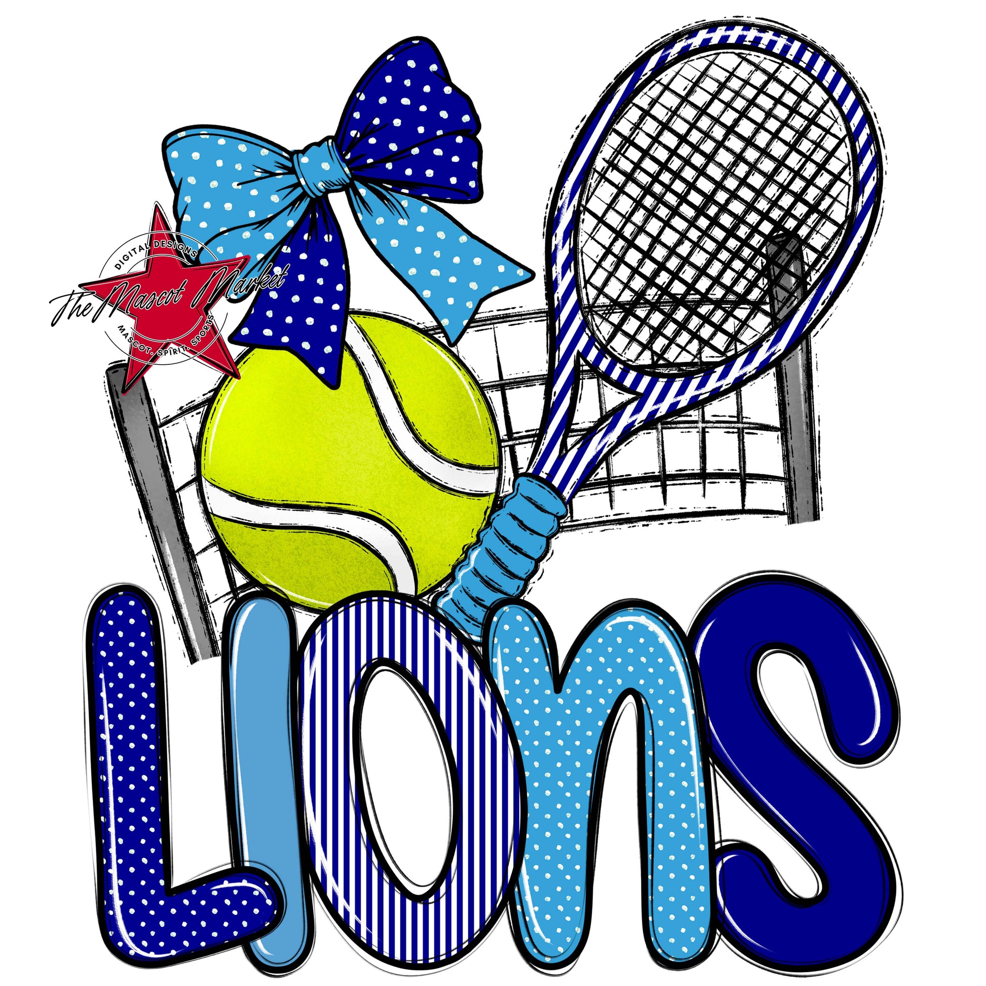 Lions Tennis Spirit Design-Blue & Carolina Blue