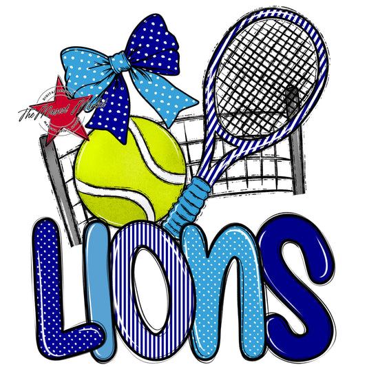 Lions Tennis Spirit Design-Blue & Carolina Blue