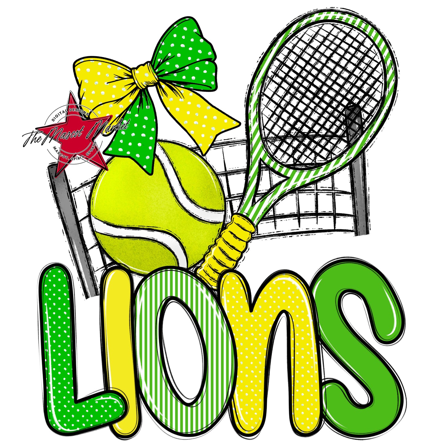 Lions Tennis Spirit Design-Bright Green & Bright Yellow