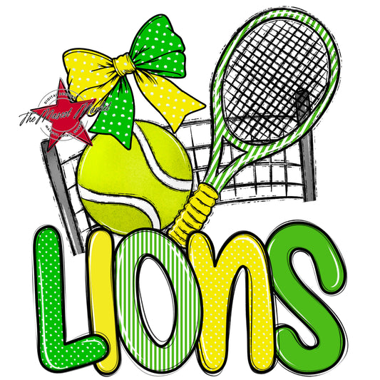 Lions Tennis Spirit Design-Bright Green & Bright Yellow