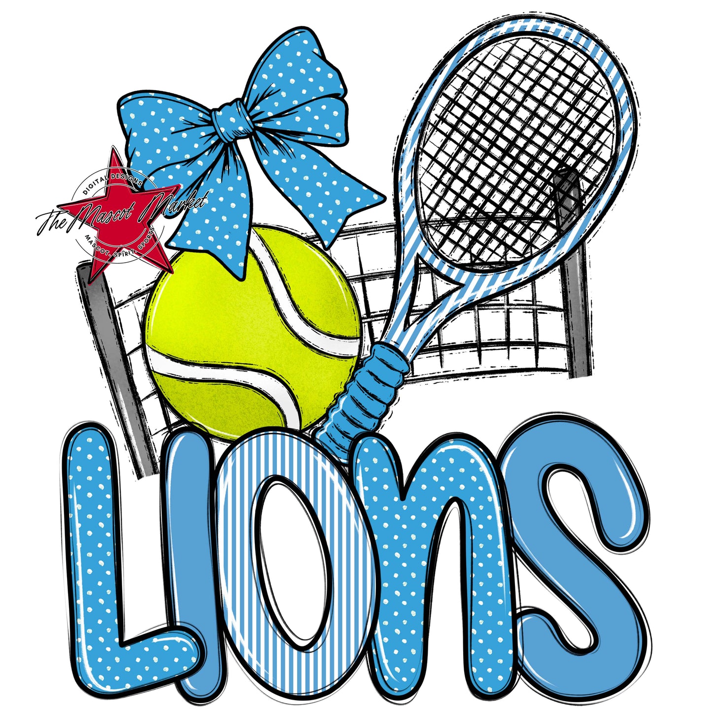 Lions Tennis Spirit Design-Carolina Blue
