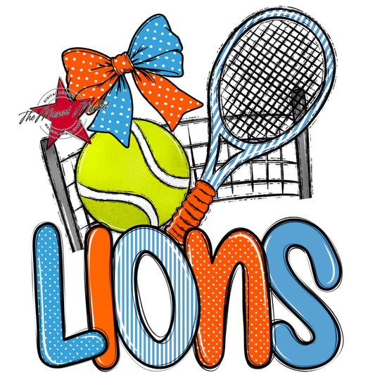 Lions Tennis Spirit Design-Carolina Blue & Orange