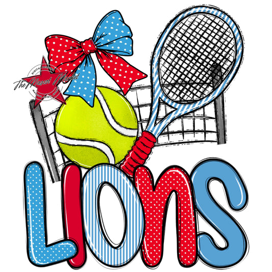Lions Tennis Spirit Design-Carolina Blue & Red