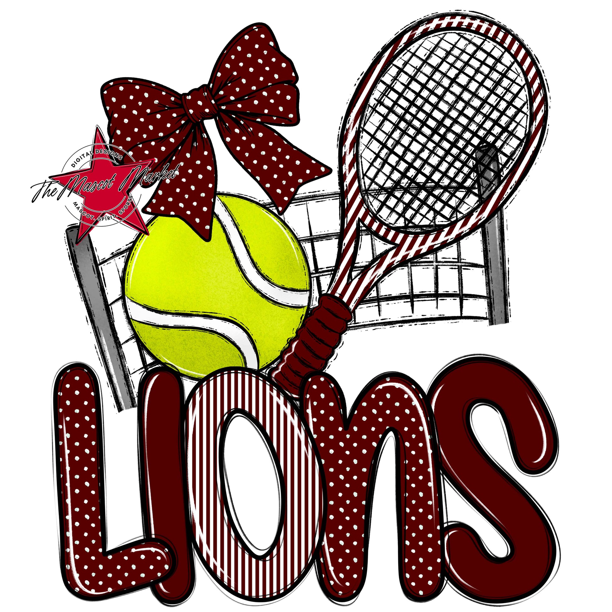 Lions Tennis Spirit Design-Maroon