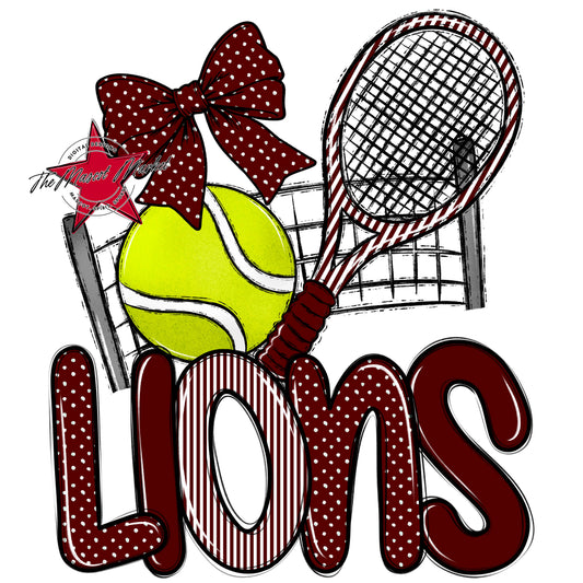 Lions Tennis Spirit Design-Maroon