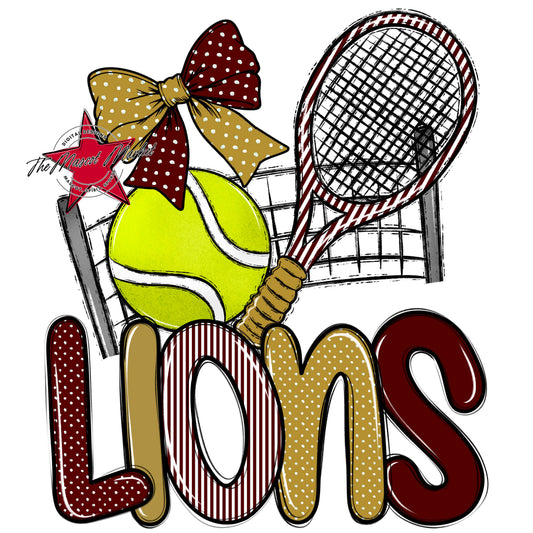 Lions Tennis Spirit Design-Maroon & Gold