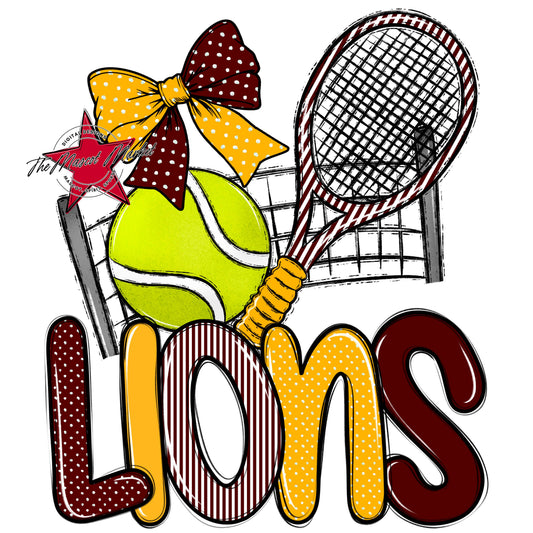 Lions Tennis Spirit Design-Maroon & Yellow