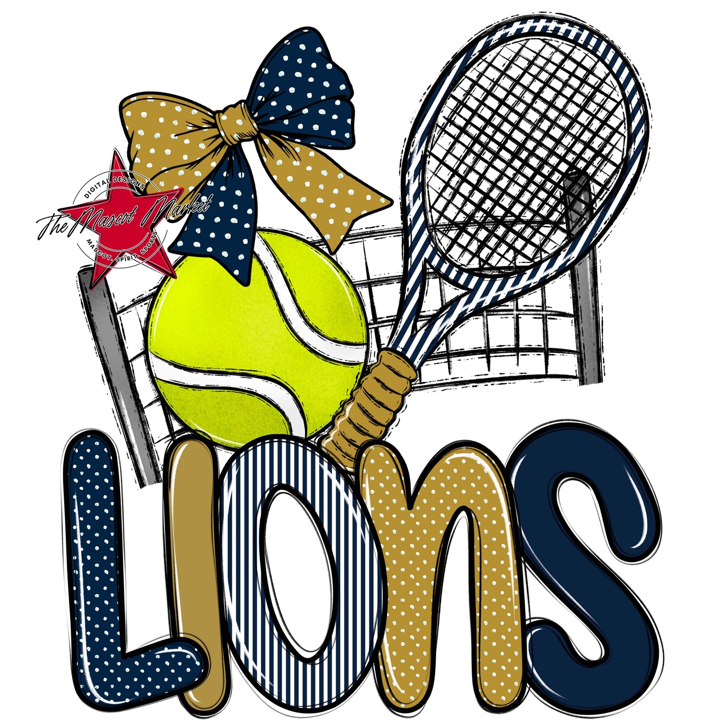 Lions Tennis Spirit Design-Navy & Gold