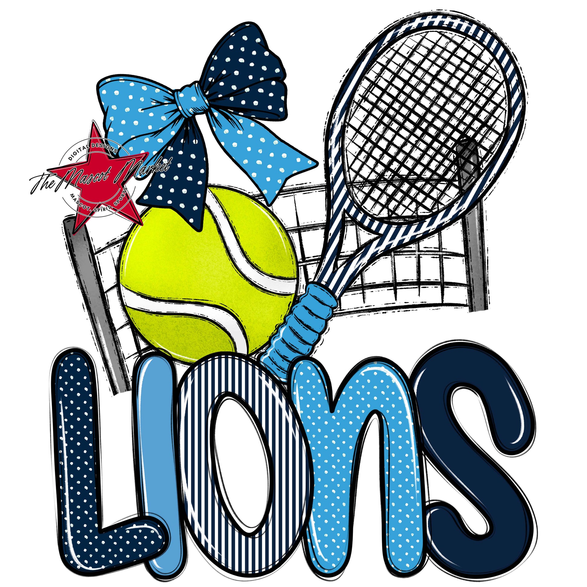 Lions Tennis Spirit Design-Navy & Carolina Blue