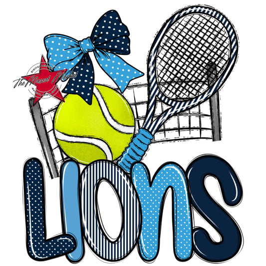 Lions Tennis Spirit Design-Navy & Carolina Blue