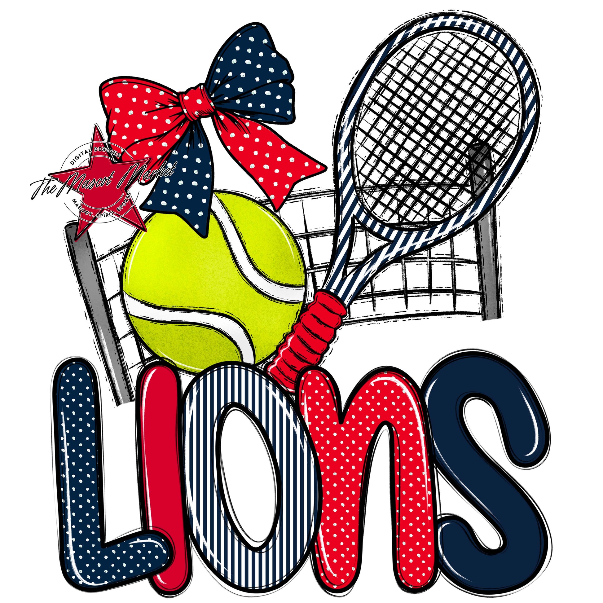 Lions Tennis Spirit Design-Navy & Red