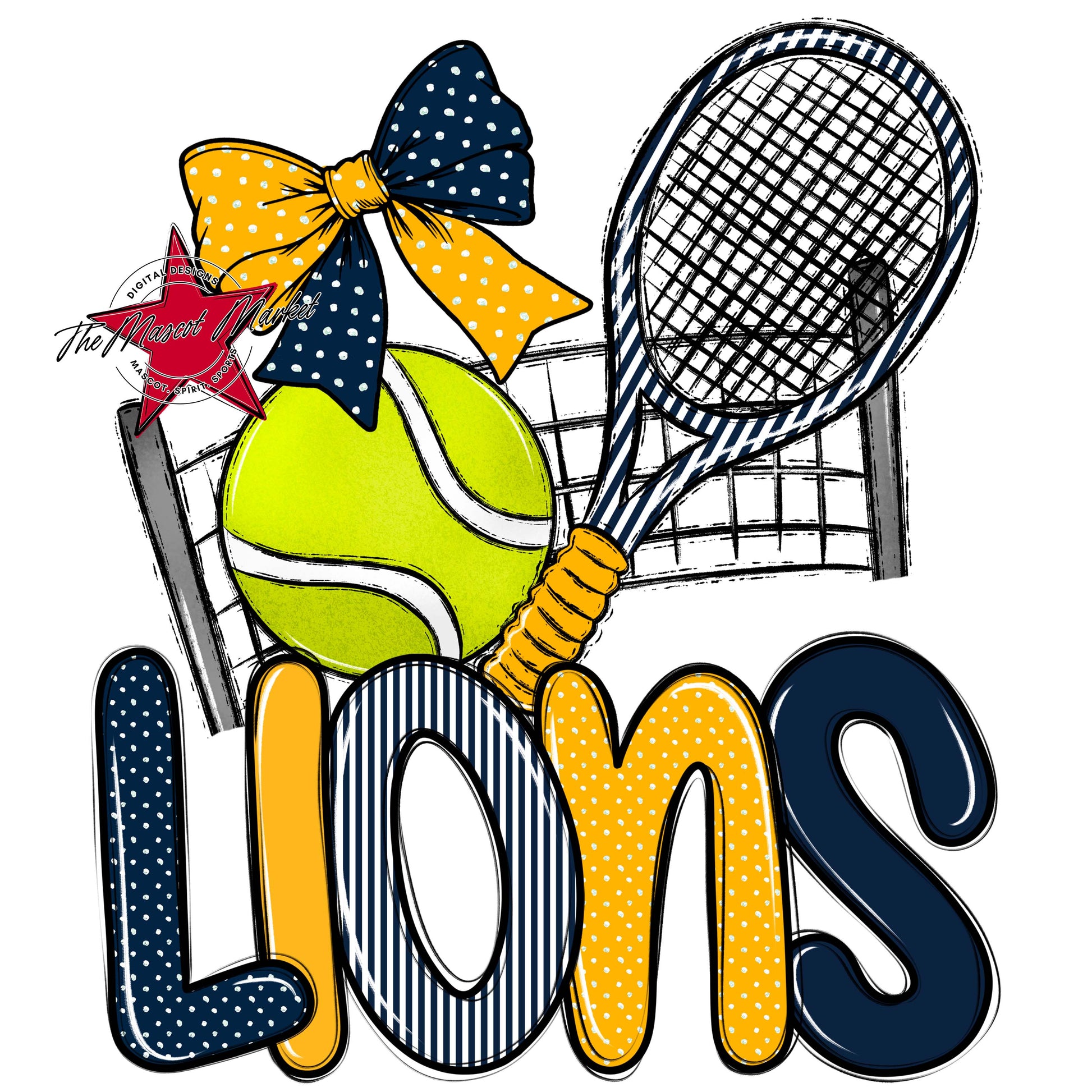Lions Tennis Spirit Design-Navy & Yellow