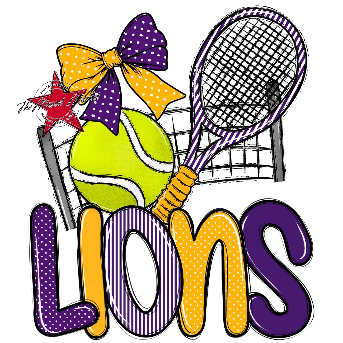 Lions Tennis Spirit Design-Purple & Yellow