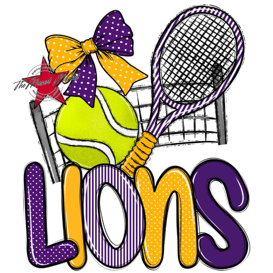 Lions Tennis Spirit Design-Purple & Yellow