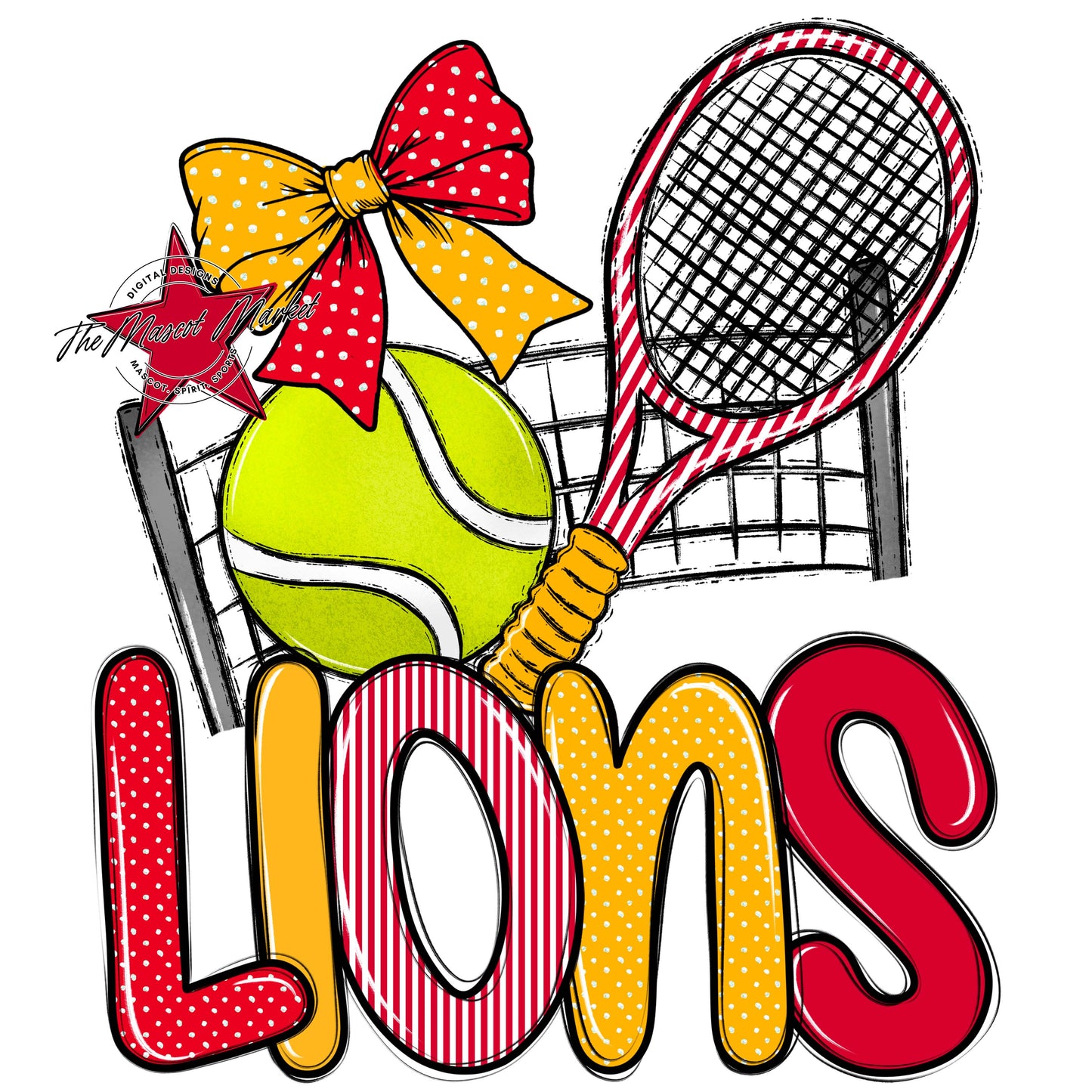 Lions Tennis Spirit Design-Red & Yellow