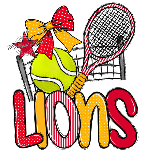 Lions Tennis Spirit Design-Red & Yellow