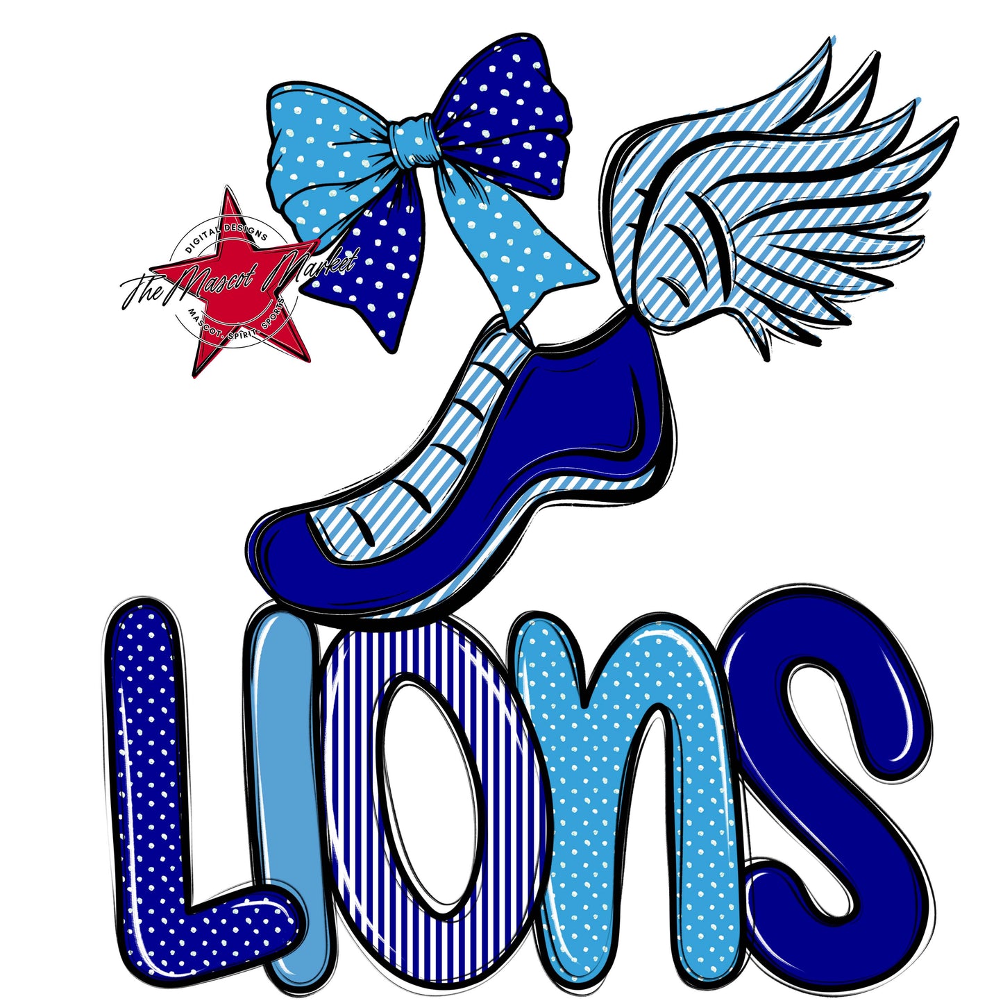 Lions Track Spirit Design-Blue & Carolina Blue