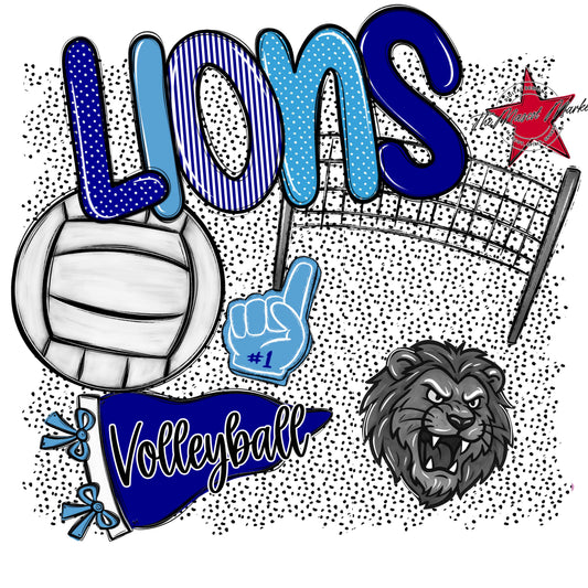 Lions Volleyball Spirit-Blue & Carolina Blue